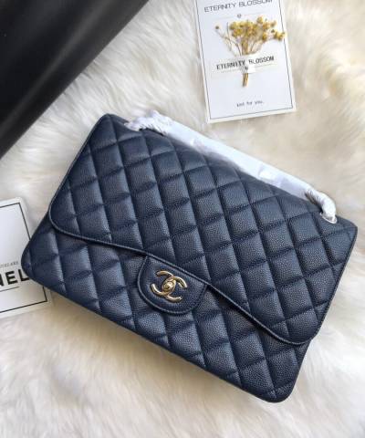 Сумка Large Classic Grained Calfskin Bag Blue
